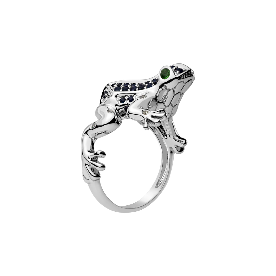 Diamond ring with Sapphire and Garnet Prince Charming