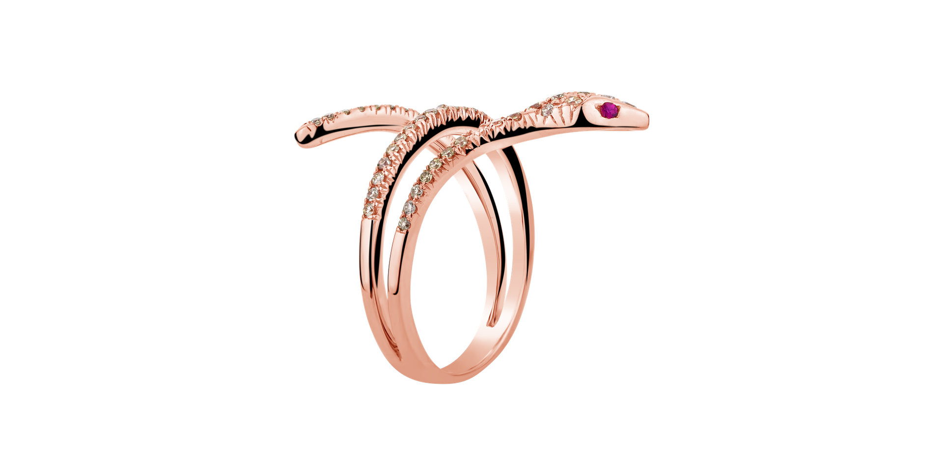 Ring with brown and white diamonds and Ruby Luxurious Sin