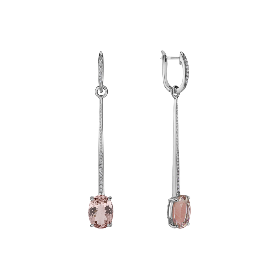 Diamond earrings with Morganite Princely Marvel