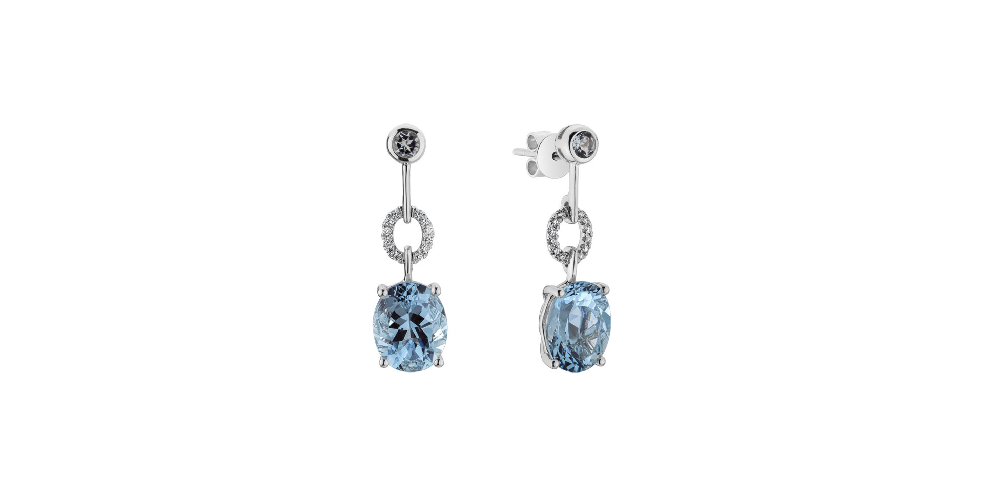 Diamond earrings with Aquamarine Infinite Horizon