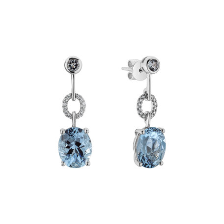 Diamond earrings with Aquamarine Infinite Horizon