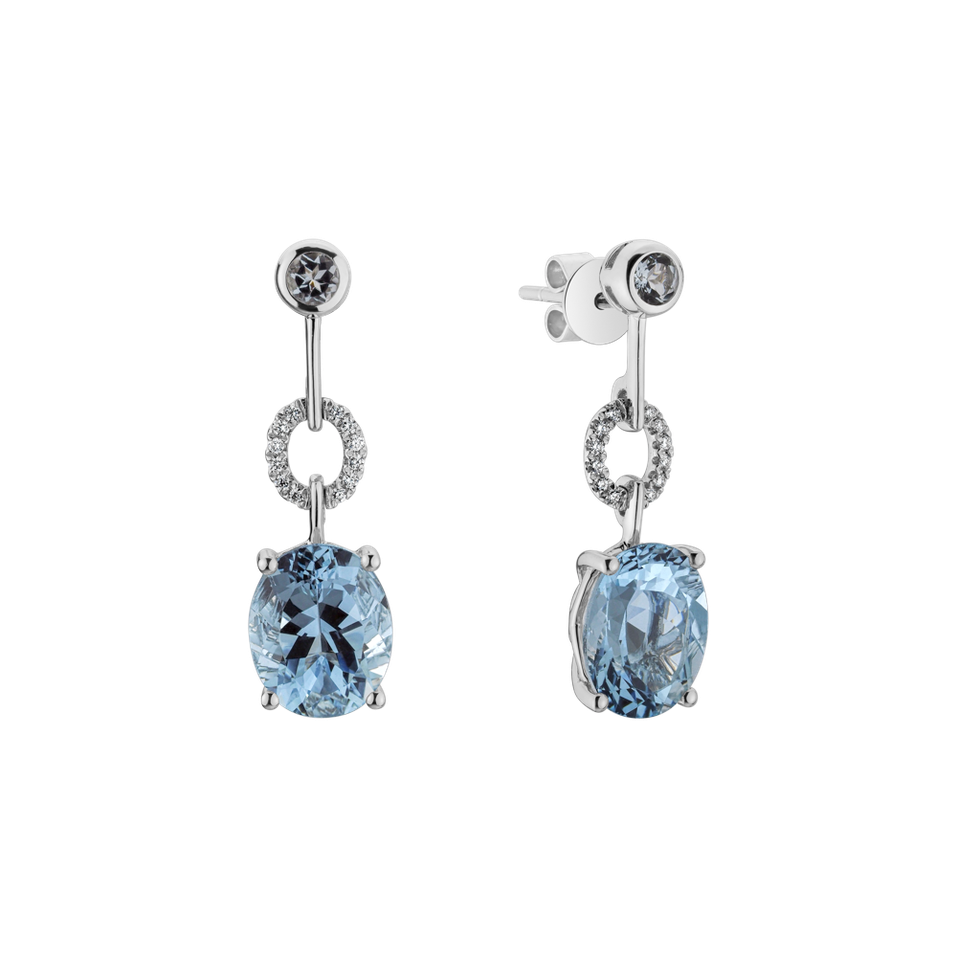 Diamond earrings with Aquamarine Infinite Horizon