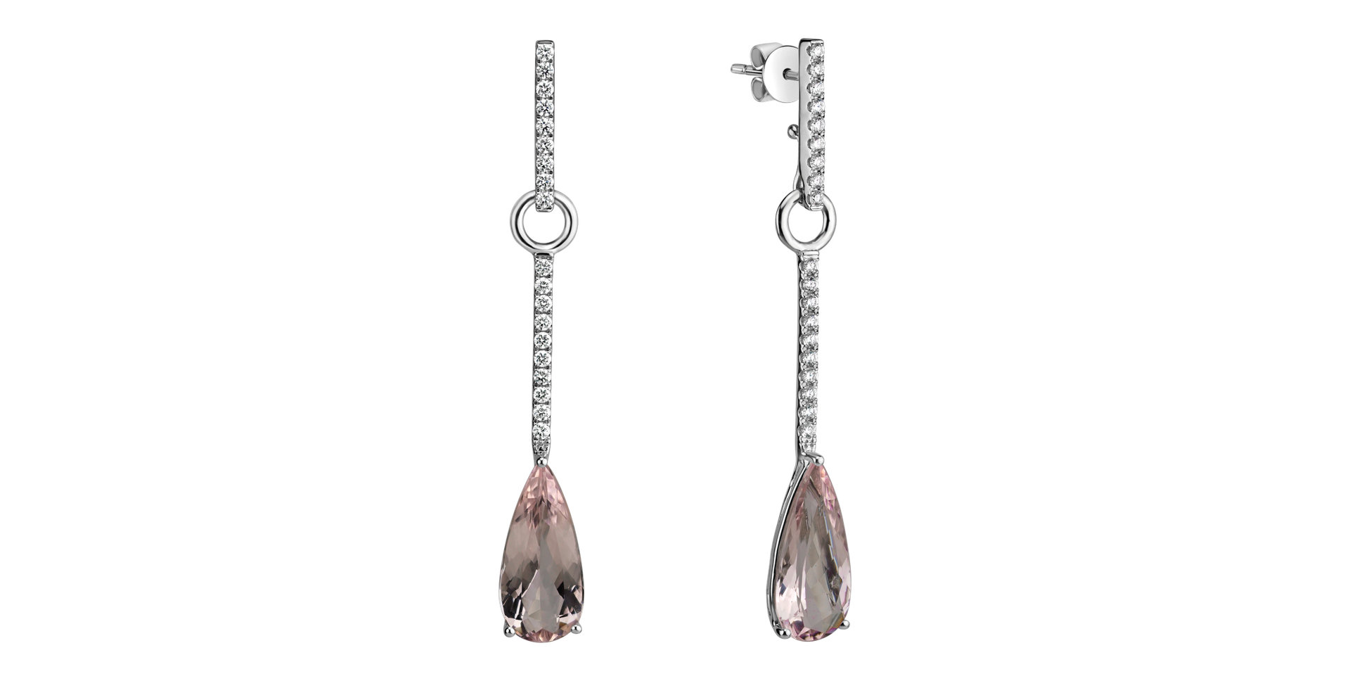 Diamond earrings with Morganite Charming Galaxy