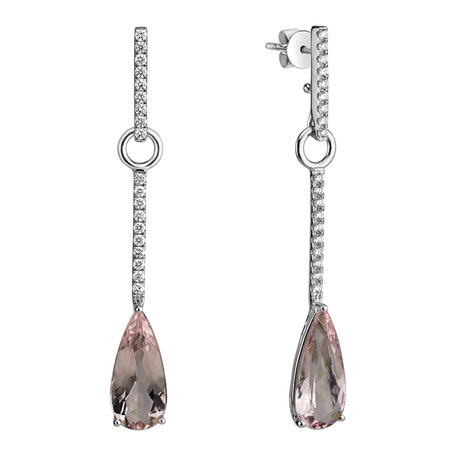 Diamond earrings with Morganite Charming Galaxy