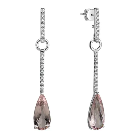 Diamond earrings with Morganite Charming Galaxy