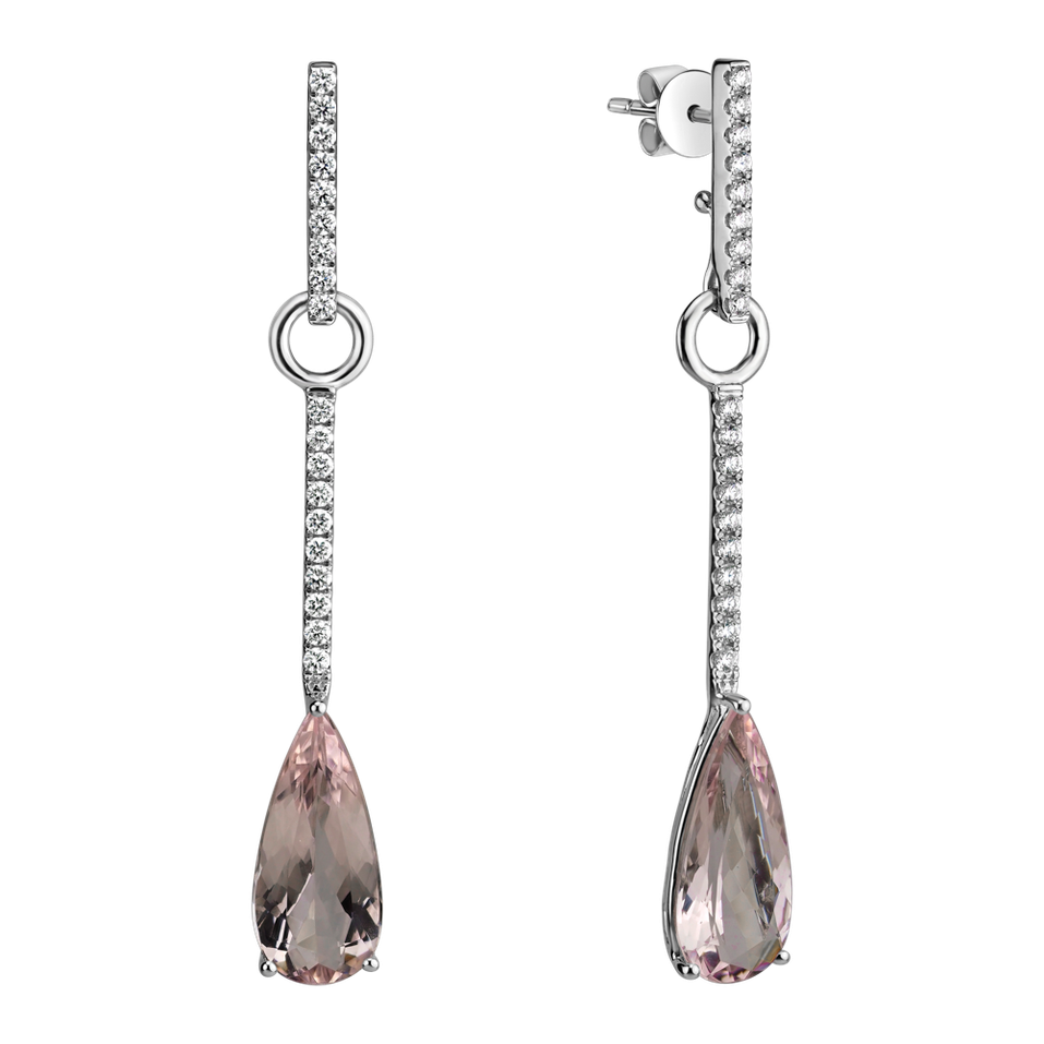 Diamond earrings with Morganite Charming Galaxy