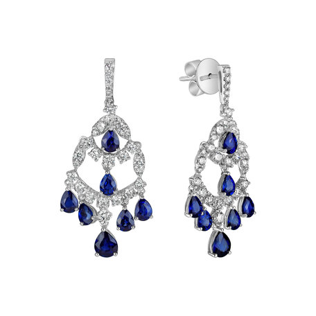 Diamond earrings and Sapphire Imperial Mesh