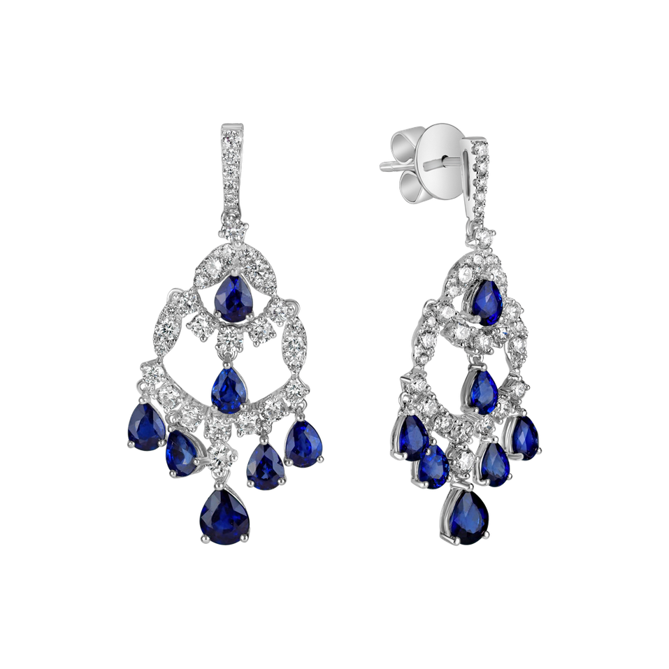 Diamond earrings and Sapphire Imperial Mesh
