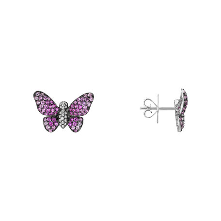 Diamond earrings and Sapphire Enticing Butterfly