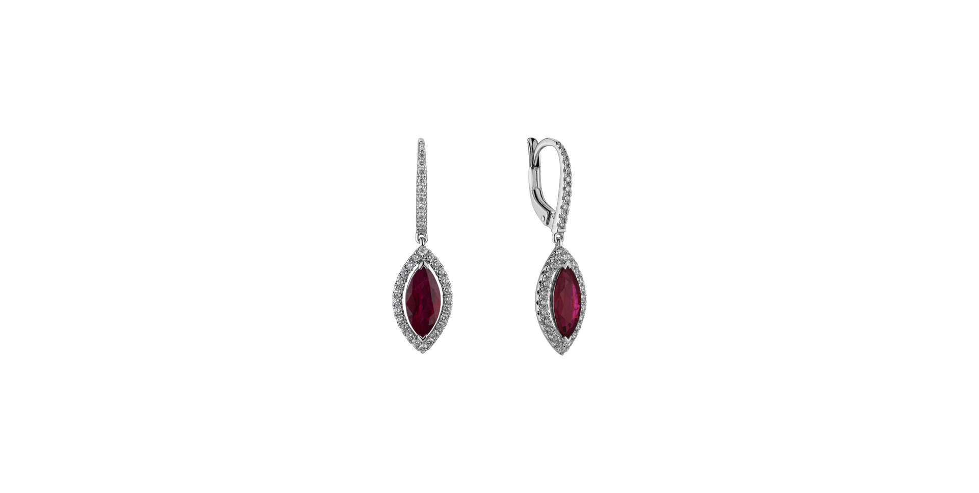 Diamond earrings with Ruby Red Leafs