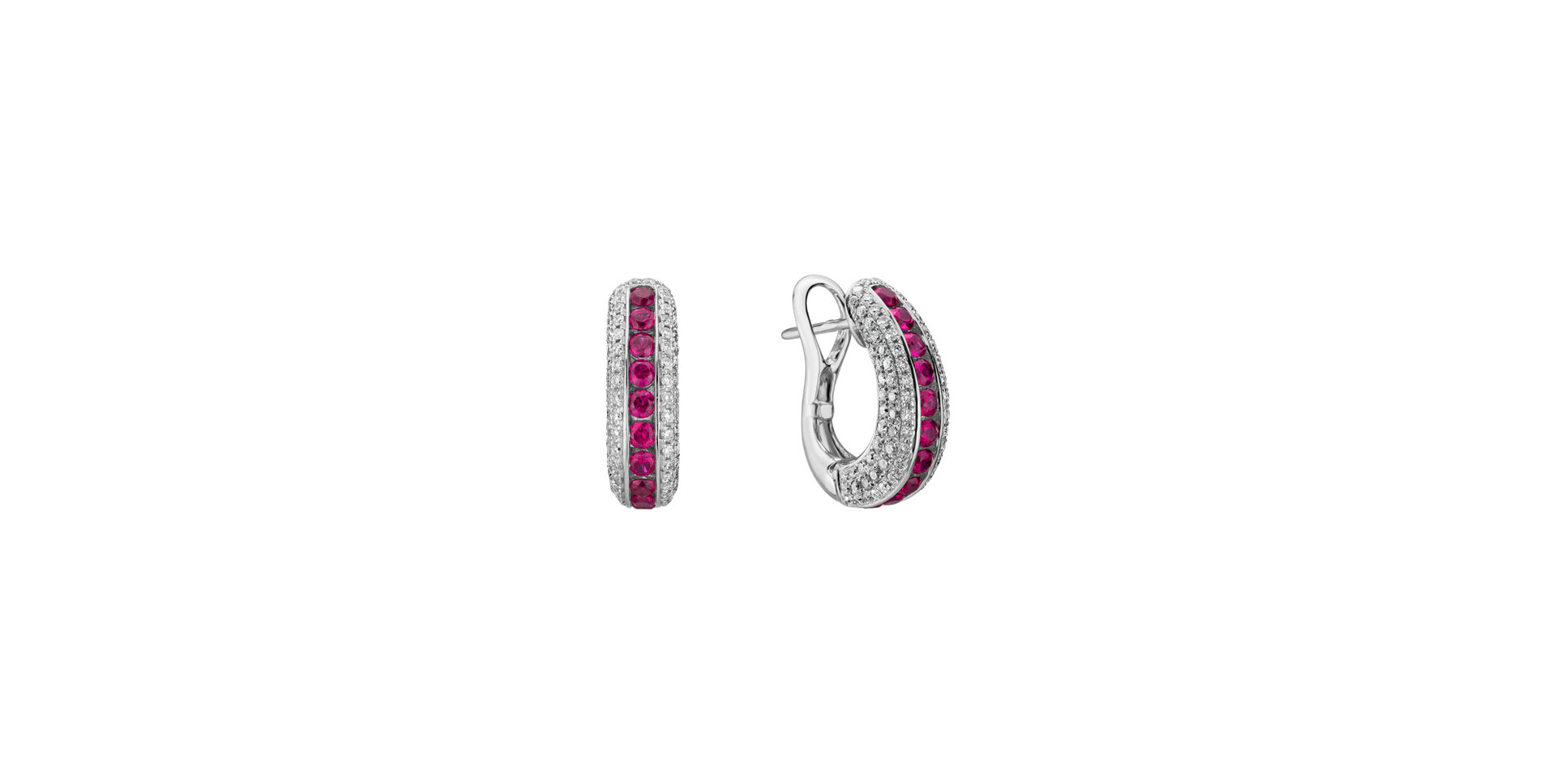 Diamond earrings with Ruby Sweet Line