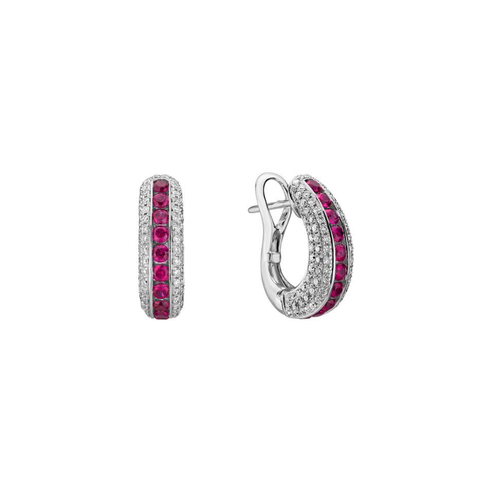 Diamond earrings with Ruby Sweet Line