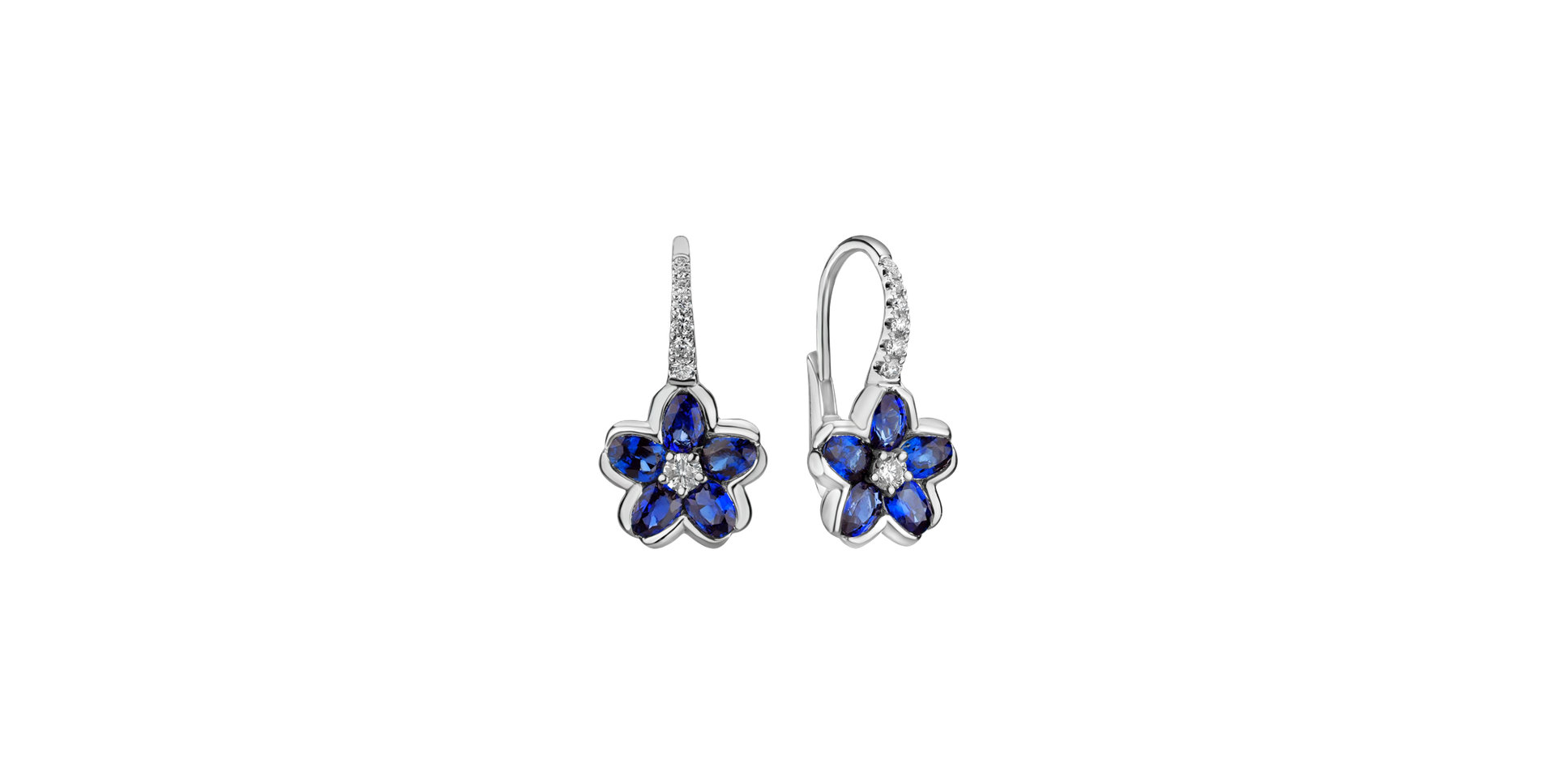 Diamond earrings and Sapphire Shinning Campanula