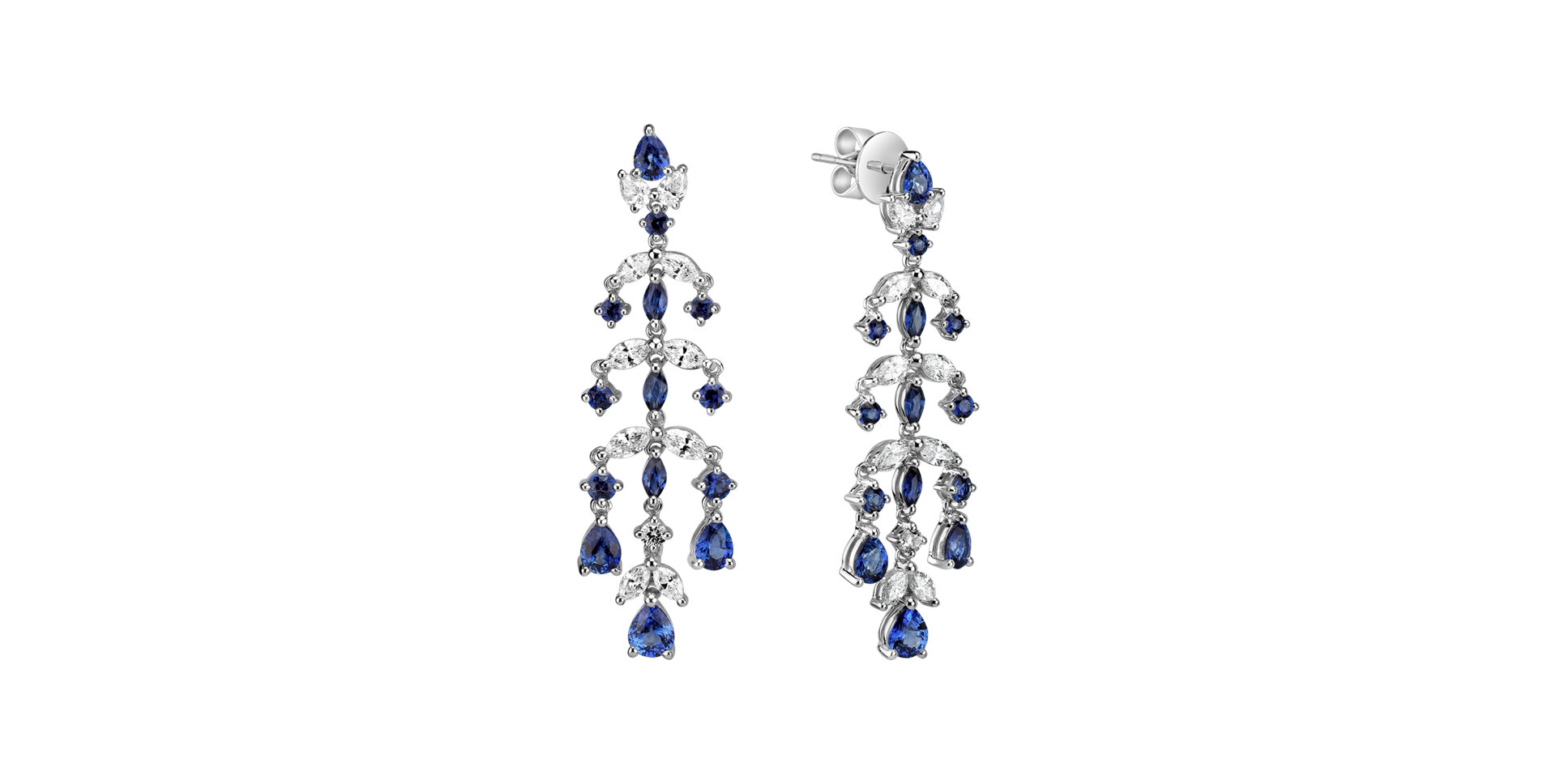 Diamond earrings and Sapphire Blue Waterfall