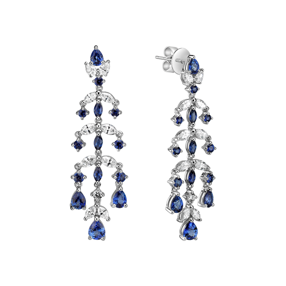 Diamond earrings and Sapphire Blue Waterfall