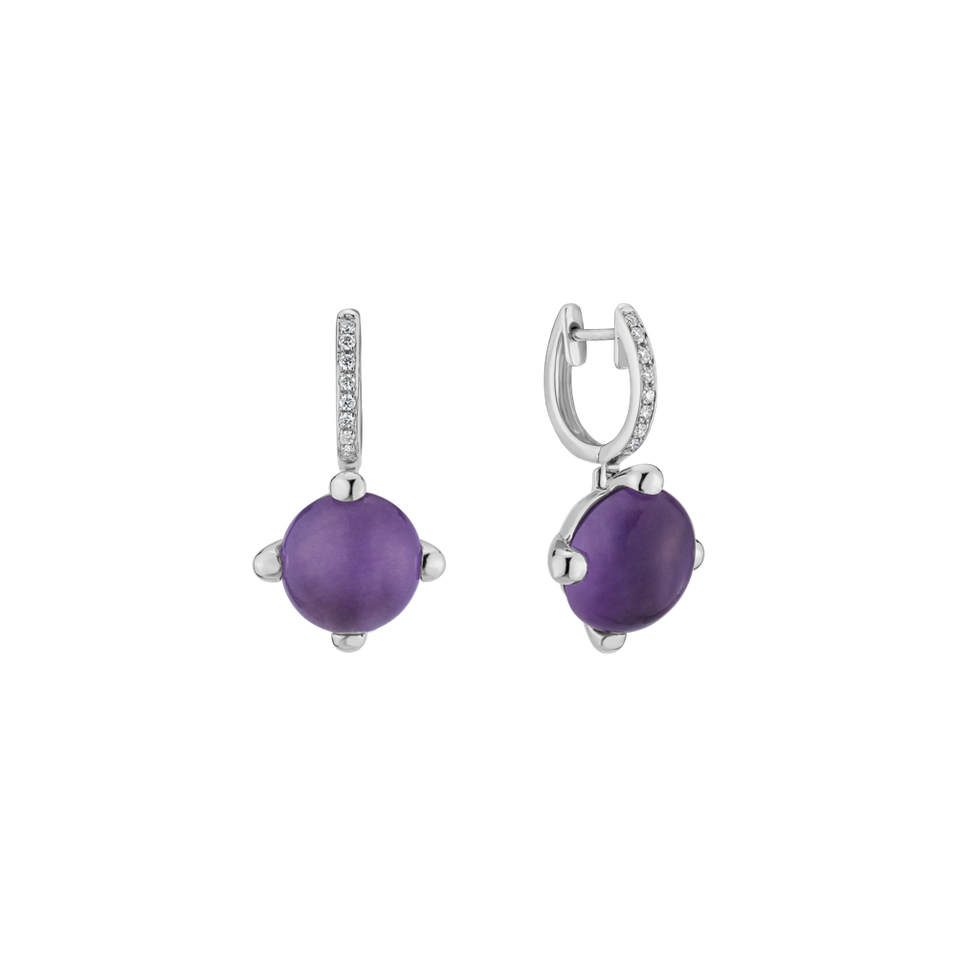 Diamond earrings with Amethyst Rainbow Space