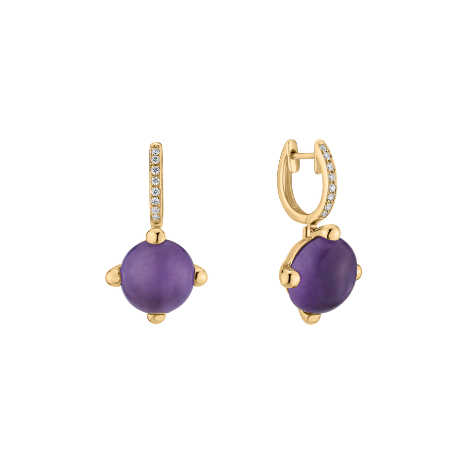 Diamond earrings with Amethyst Rainbow Space