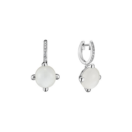 Diamond earrings with Moonstone Rainbow Space