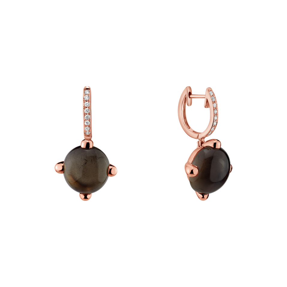 Diamond earrings with Quartz Rainbow Space