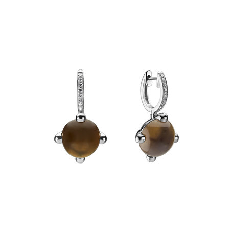 Diamond earrings with Quartz Rainbow Space