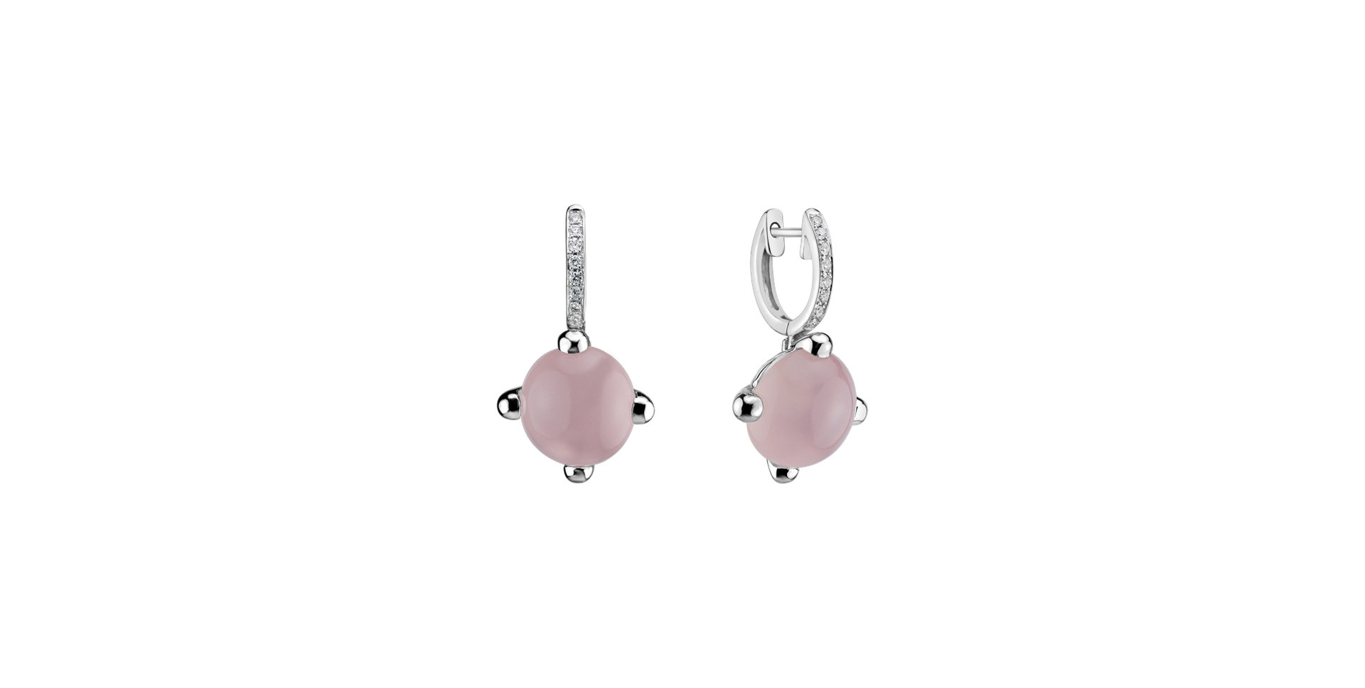 Diamond earrings with Rose Quartz Rainbow Space