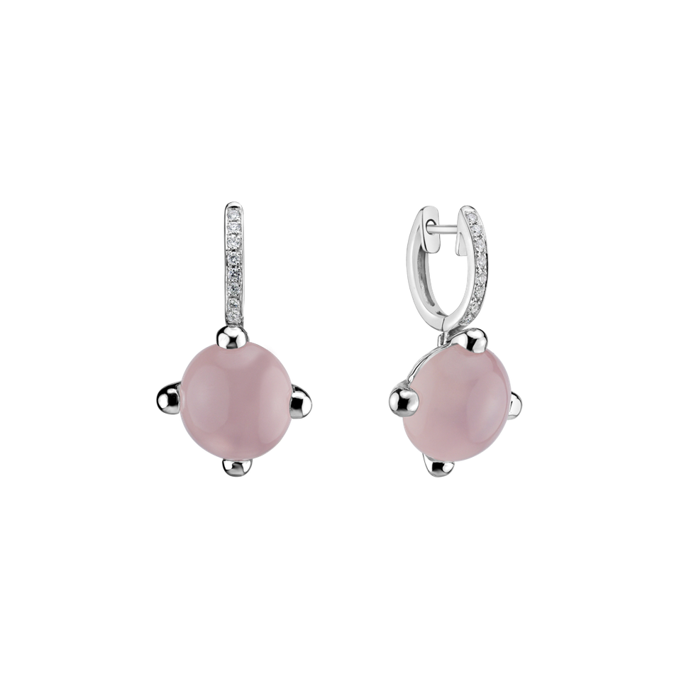Diamond earrings with Rose Quartz Rainbow Space