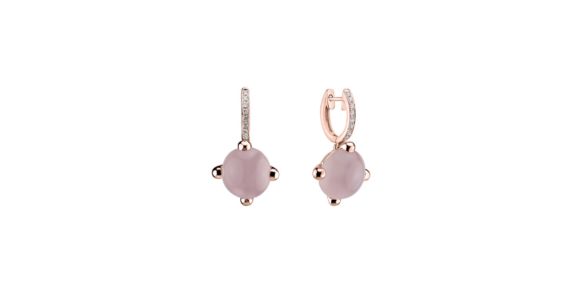 Diamond earrings with Rose Quartz Rainbow Space