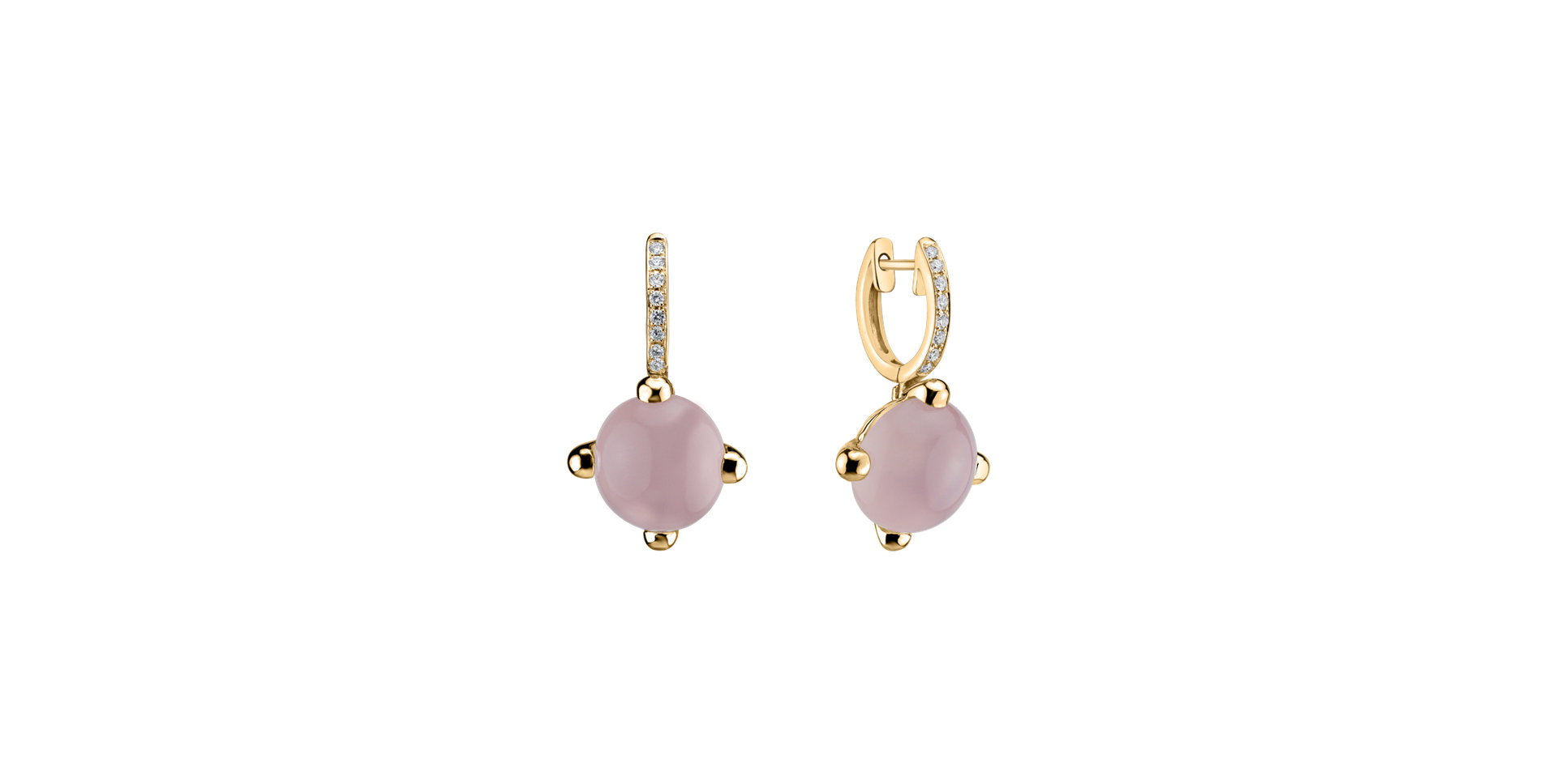 Diamond earrings with Rose Quartz Rainbow Space