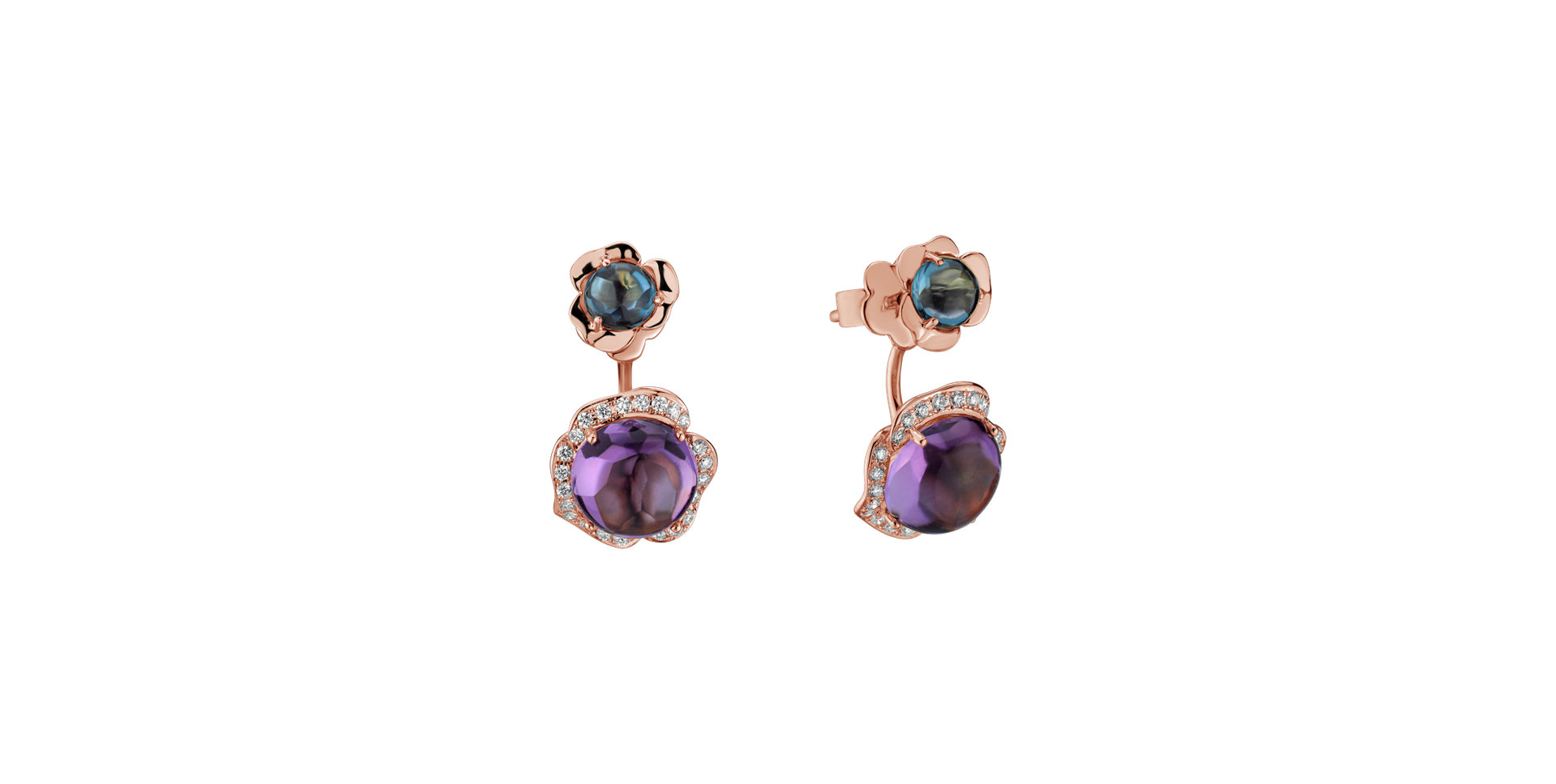 Diamond earrings, Topaz and Amethyst East of Eden