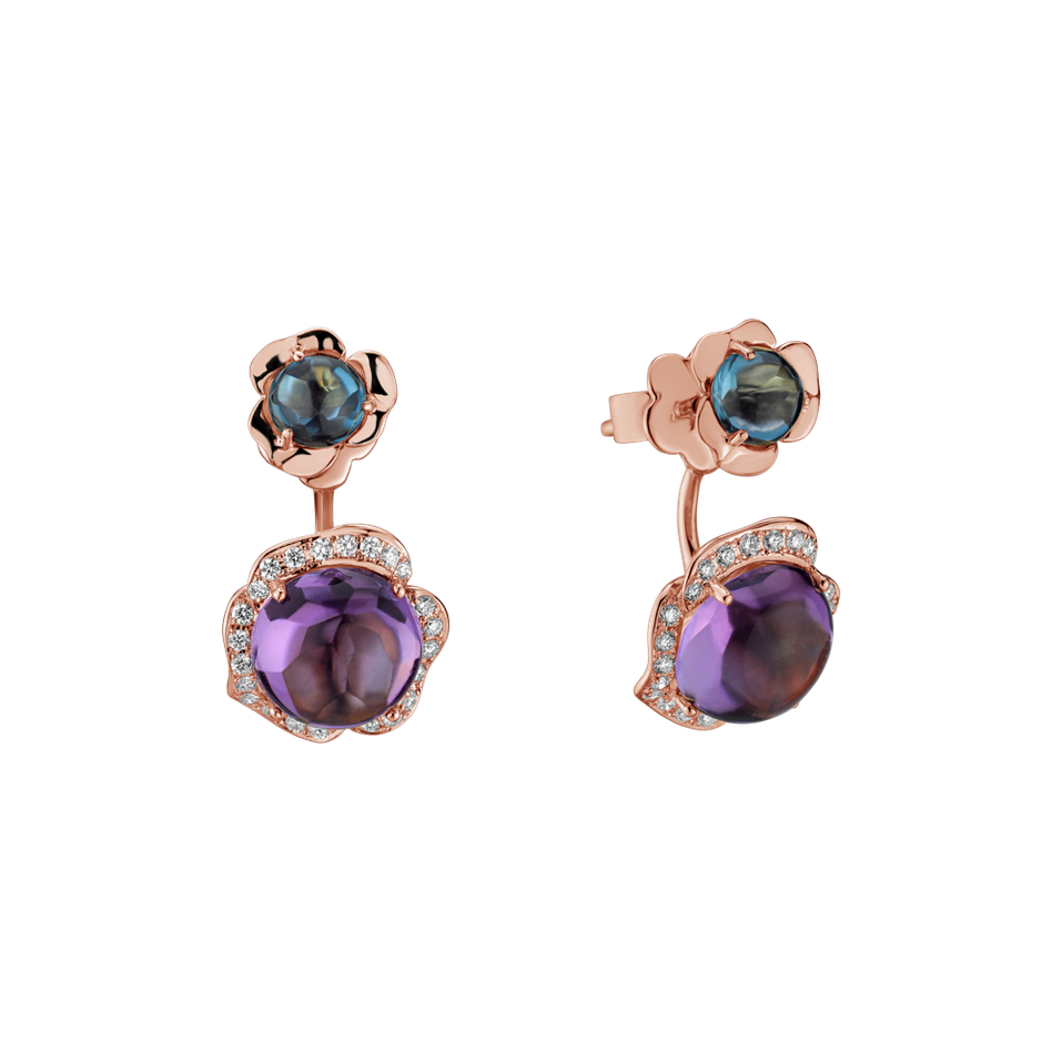 Diamond earrings, Topaz and Amethyst East of Eden