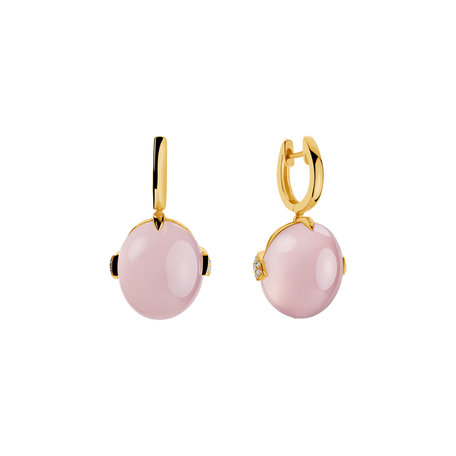 Diamond earrings with Rose Quartz Shining Grace