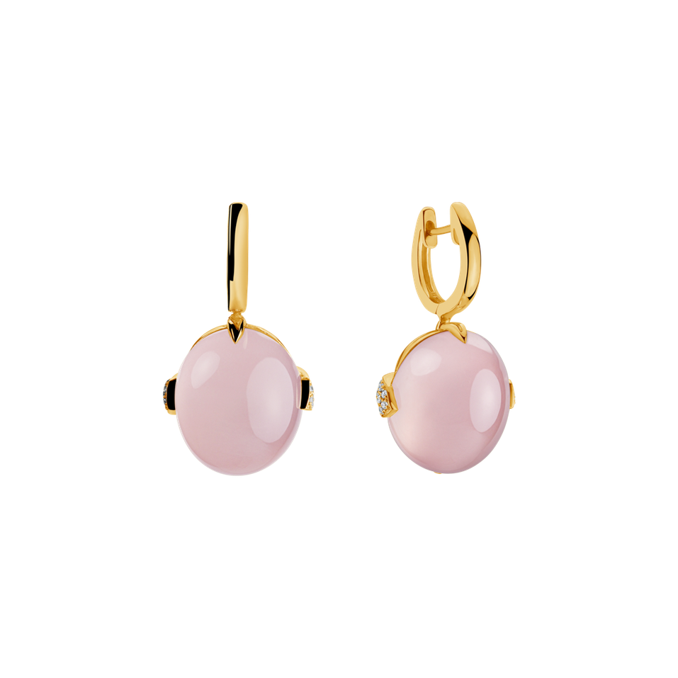 Diamond earrings with Rose Quartz Shining Grace