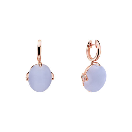 Diamond earrings with Chalcedony Shining Grace