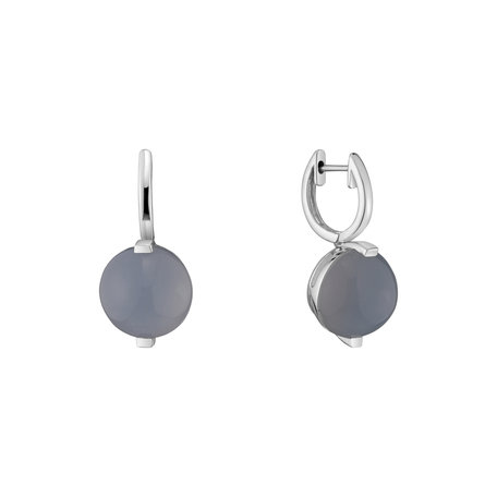 Diamond earrings with Chalcedony Space Signature