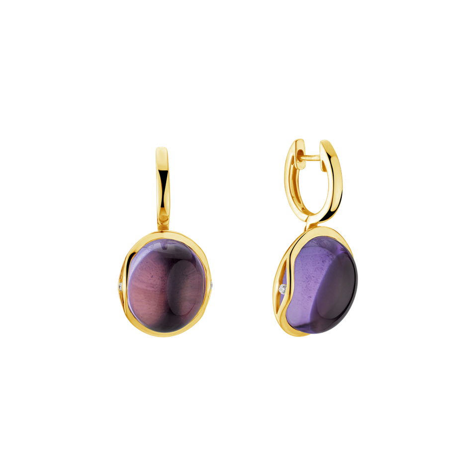 Diamond earrings with Amethyst Fairytale Drop