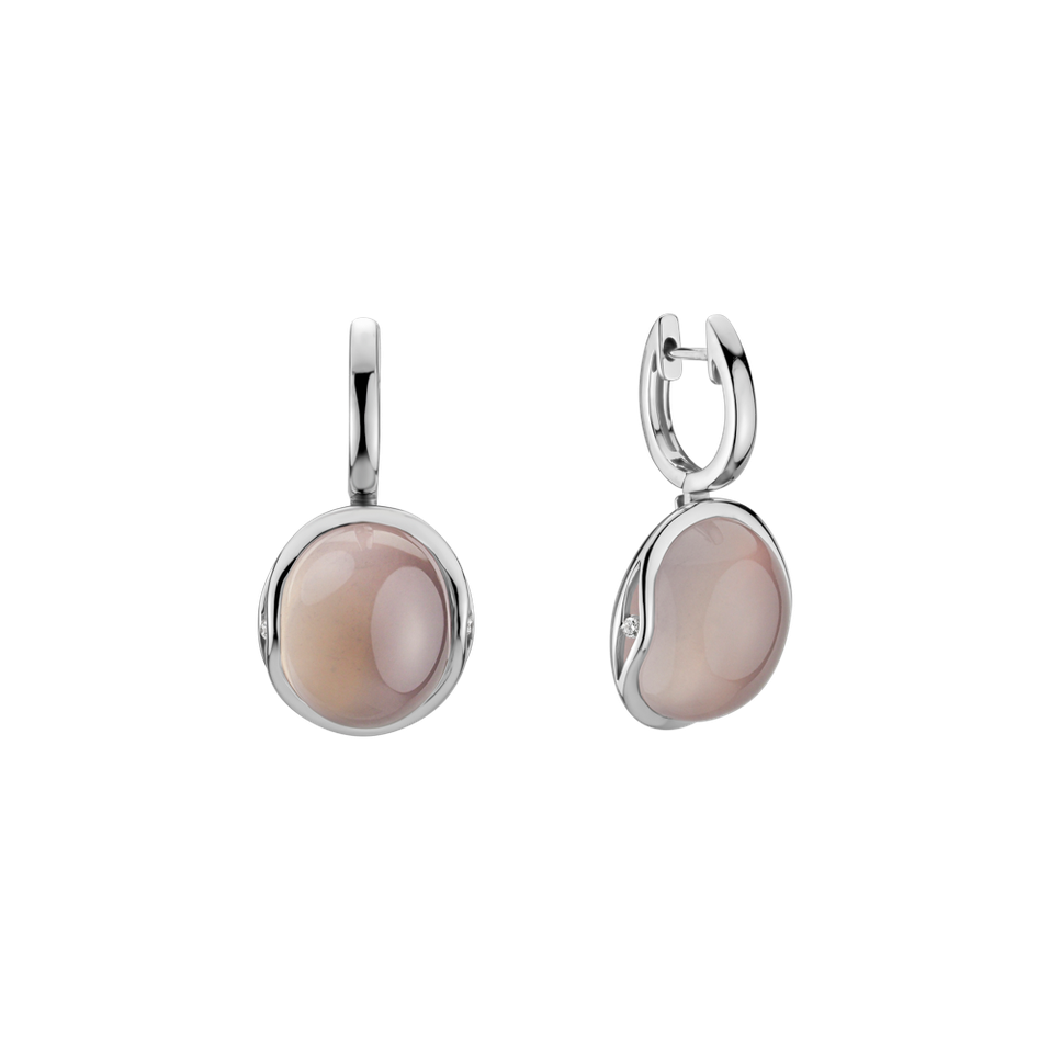 Diamond earrings with Rose Quartz Fairytale Drop