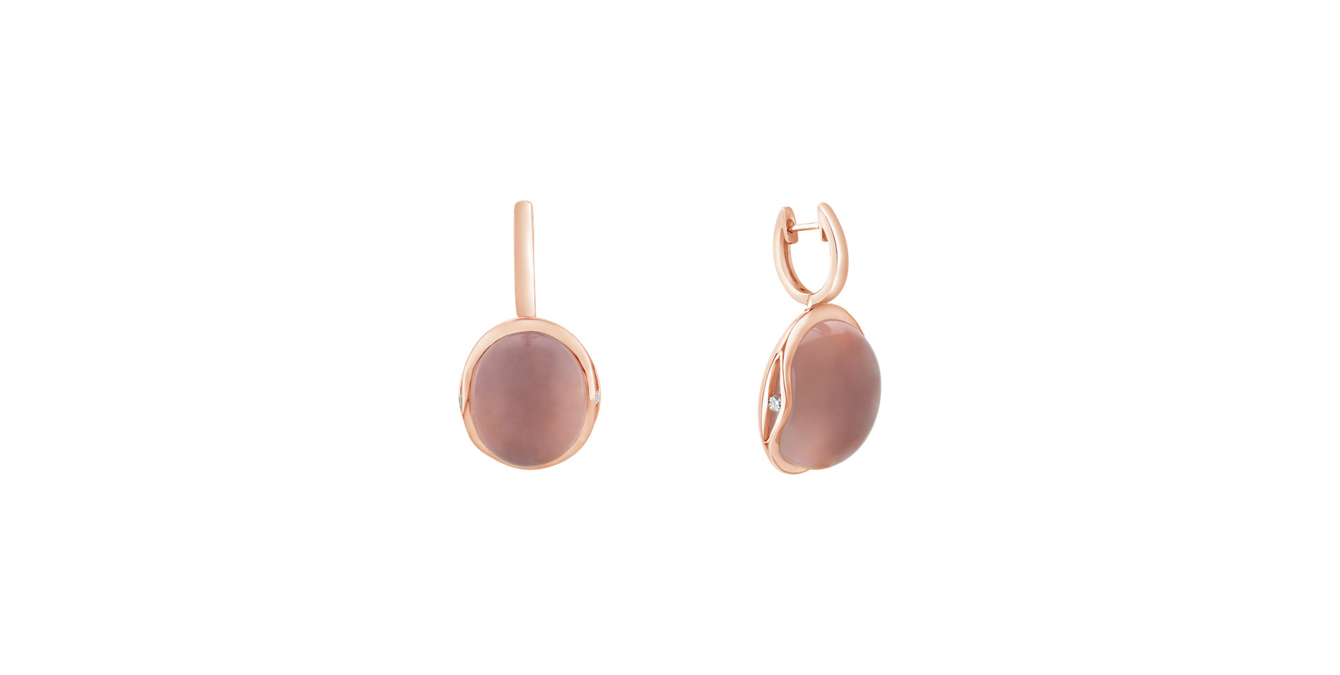 Diamond earrings with Rose Quartz Fairytale Drop