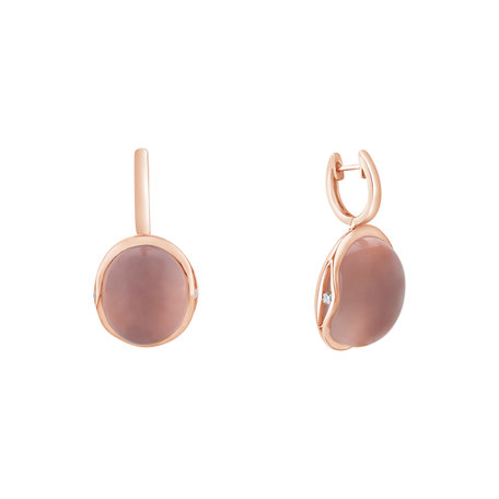 Diamond earrings with Rose Quartz Fairytale Drop