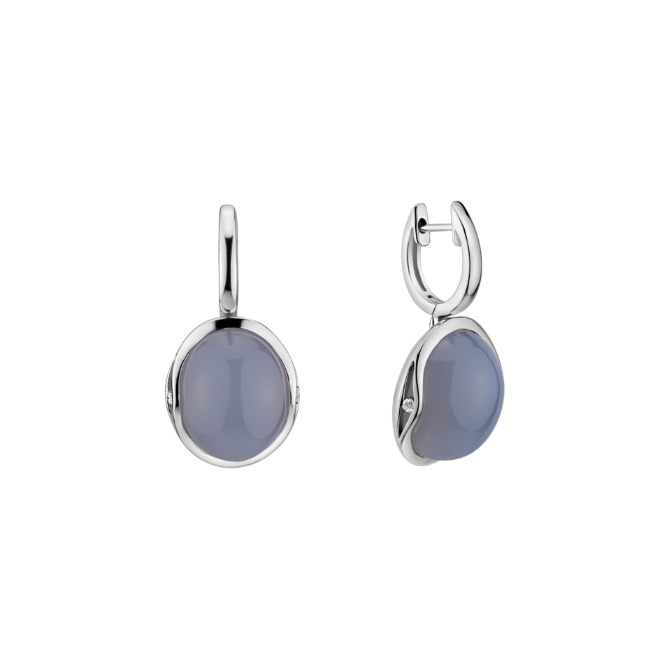 Diamond earrings with Chalcedony Fairytale Drop