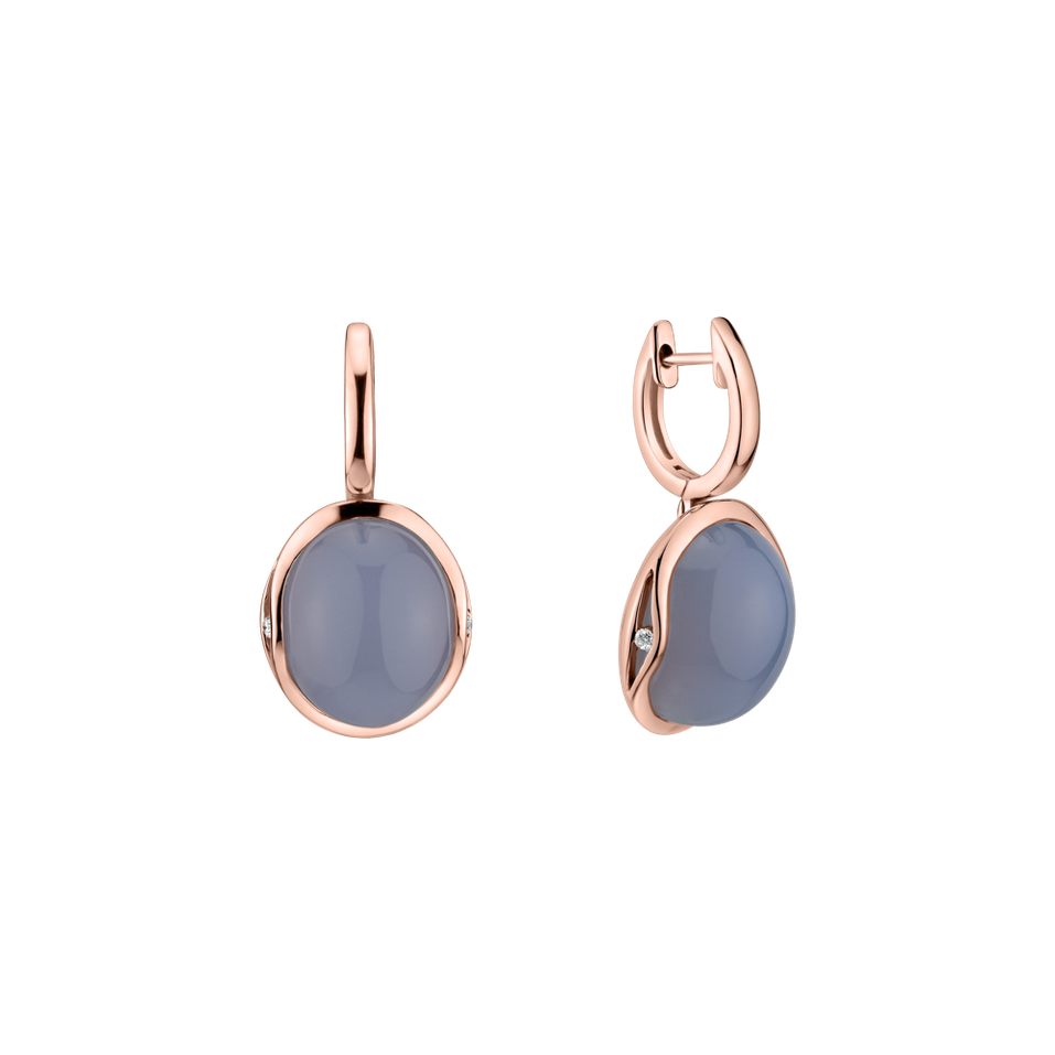 Diamond earrings with Chalcedony Fairytale Drop