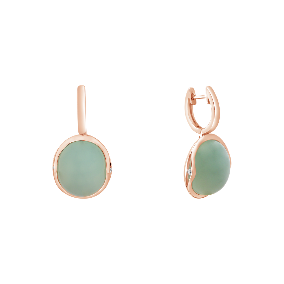 Diamond earrings with Chalcedony Fairytale Drop