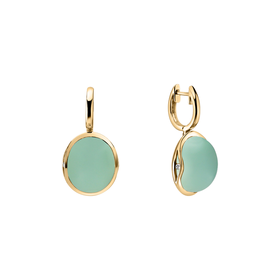 Diamond earrings with Chalcedony Fairytale Drop