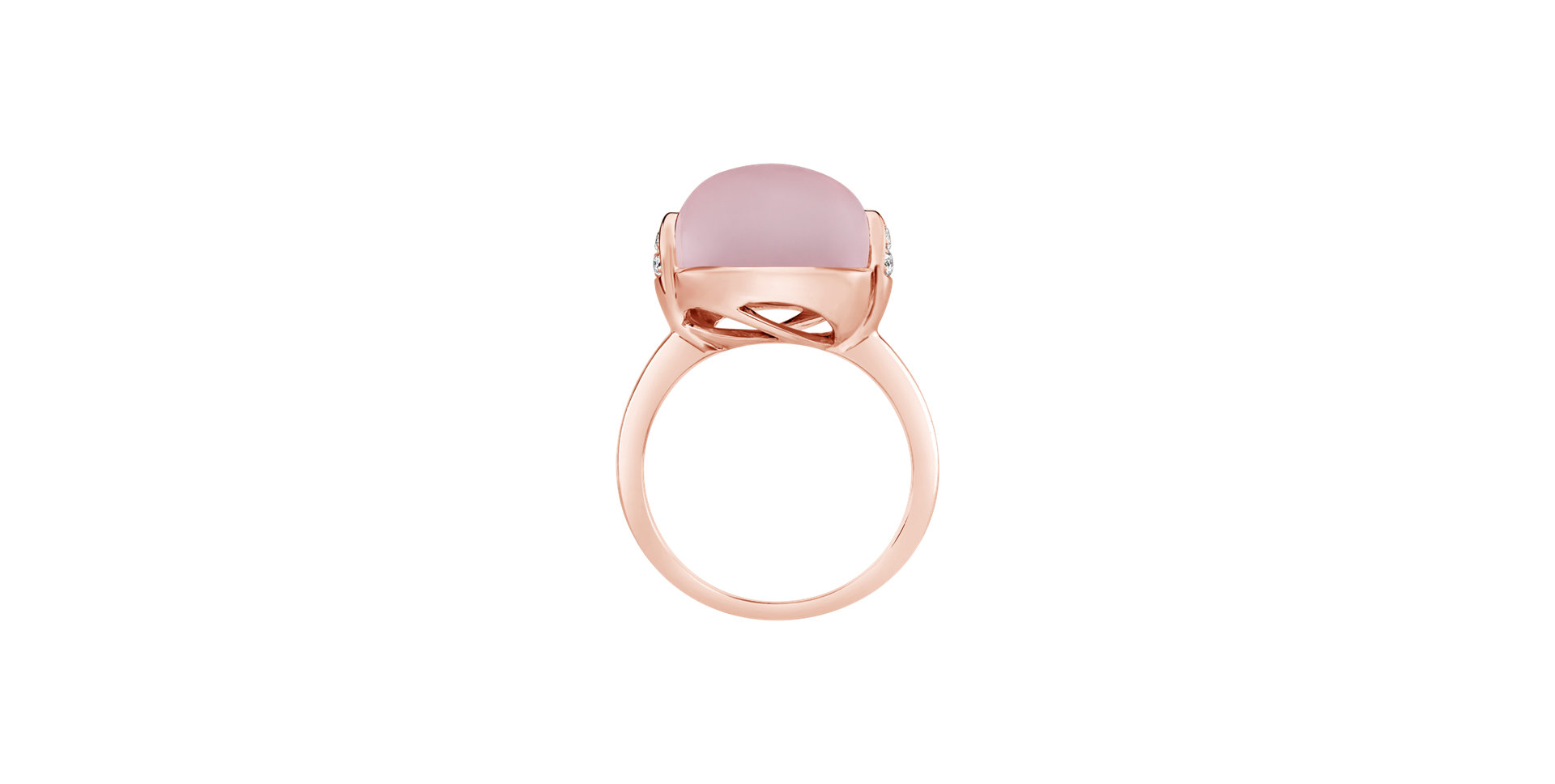 Diamond ring with Rose Quartz Fairy Blossom