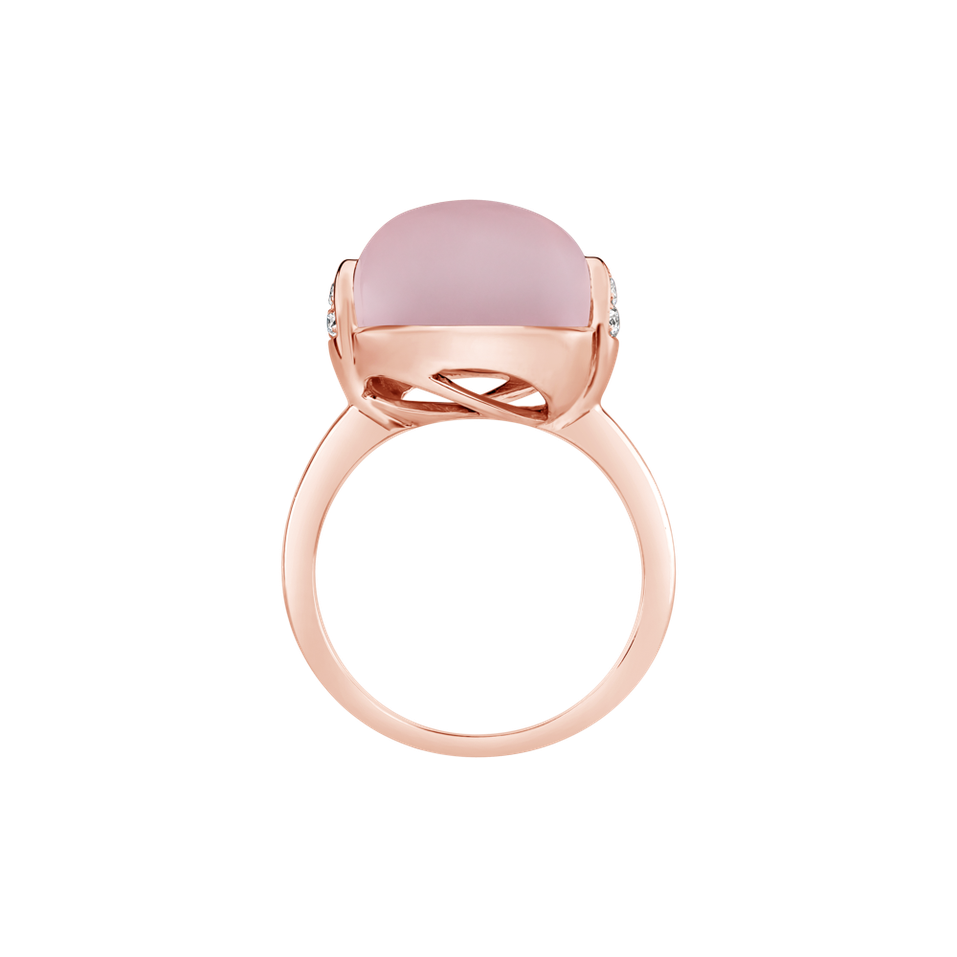 Diamond ring with Rose Quartz Fairy Blossom