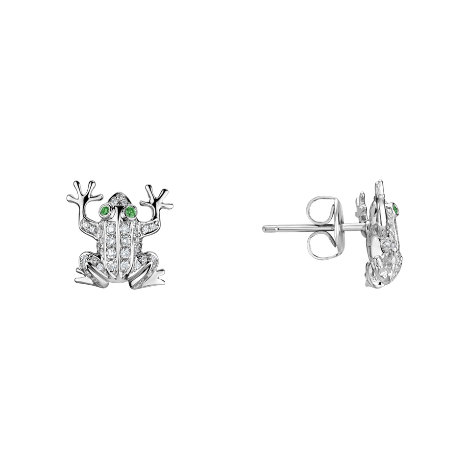 Diamond earrings and Garnet Frog Prince