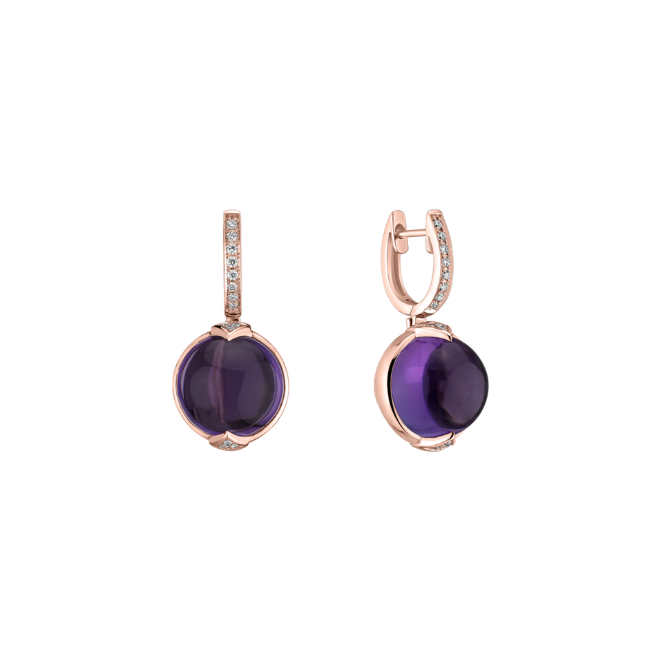 Diamond earrings with Amethyst Fairy Blossom