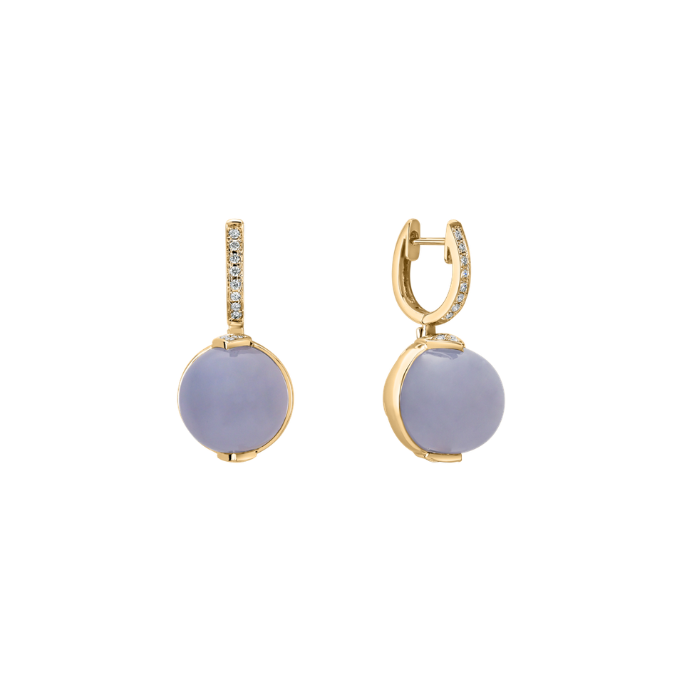 Diamond earrings with Chalcedony Fairy Blossom