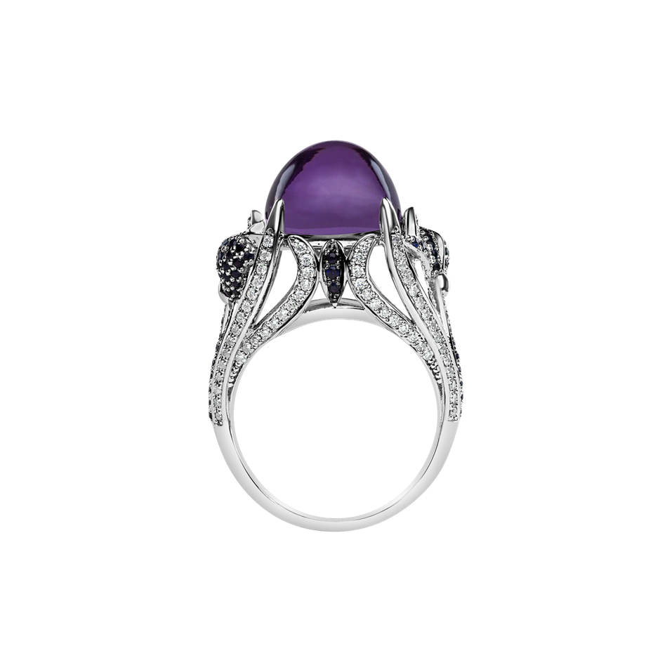 Diamond ring with Amethyst and Sapphire Fascinating Ladyship