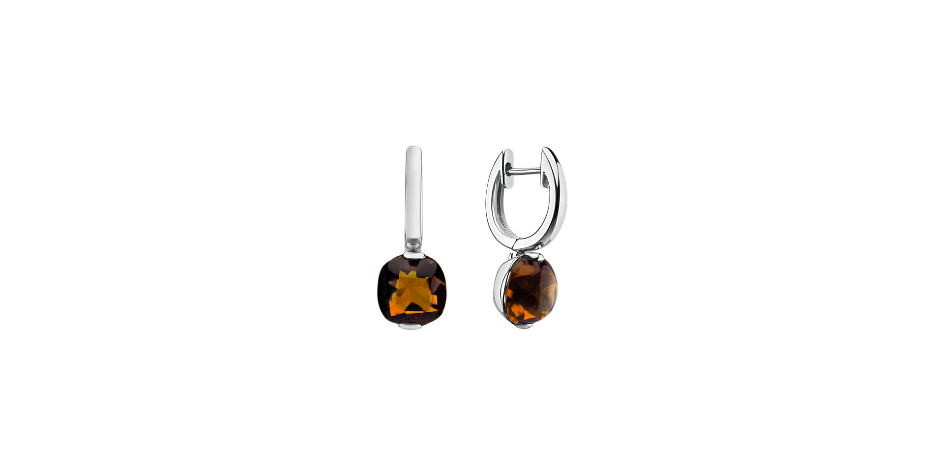 Earrings with Cognac Quartz Bonbon