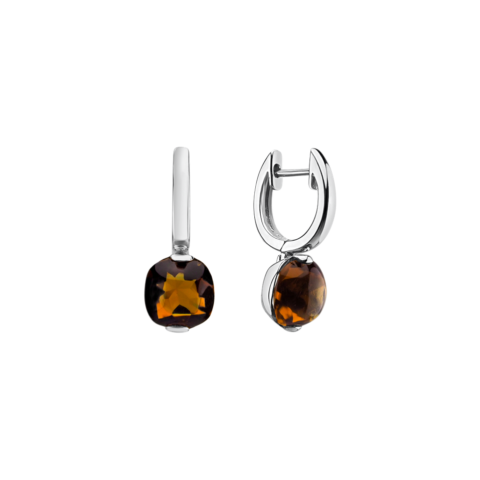 Earrings with Cognac Quartz Bonbon